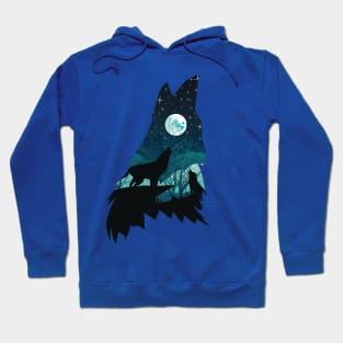 Wolf Howling with Forest Hoodie